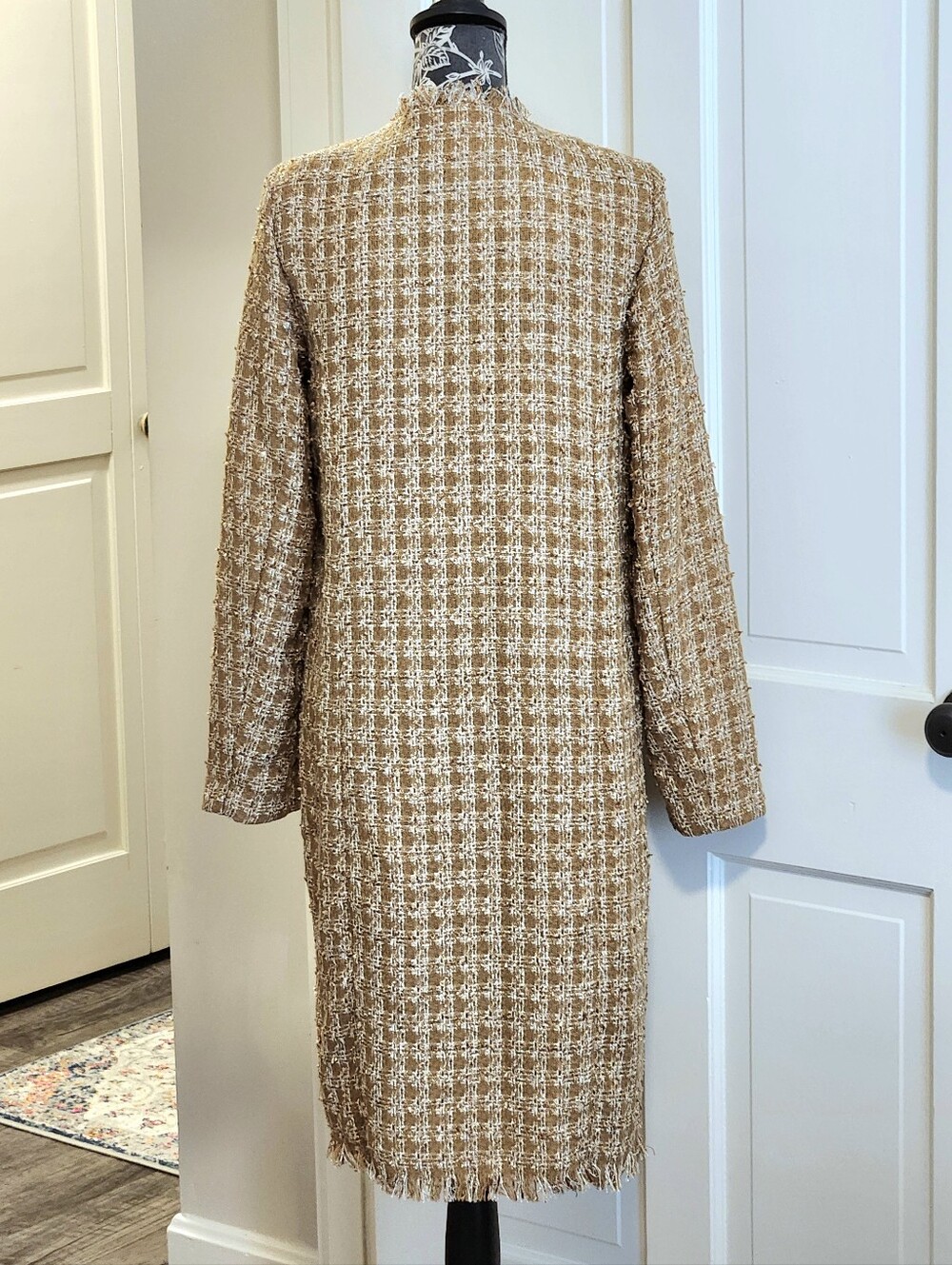 💛Elie Tahari💛 - Metallic Gold/Sparkle Desert Open Front Bouclé Tweed Jacket - Picture 2 of 16